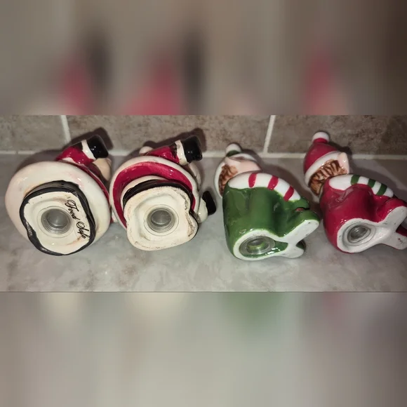 Vintage Ceramic Christmas Salt and Pepper Shakers, Santa,Mrs Claus, Elves - Picture 3 of 3